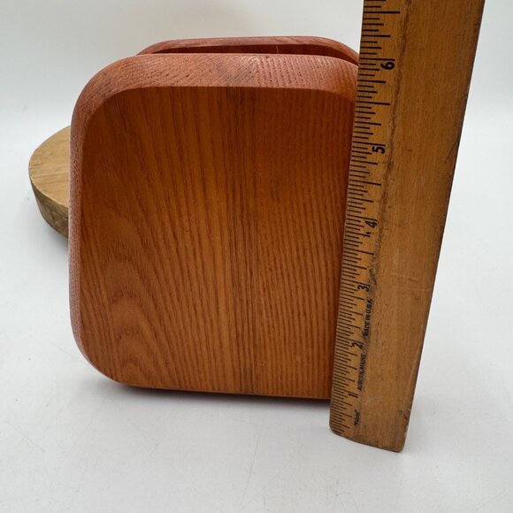 Hand Made Solid Oak Wood Napkin Holder Vintage boho bohemian style vibe light co - Picture 6 of 9